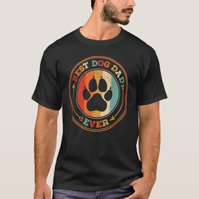 Camiseta Mens Dog Paw Imprimir Vieja Retro Mejor Perro Papá (Anverso)