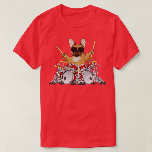 Camiseta Mens Drummer bulldog francés tambores tamborileo p (Diseño del anverso)