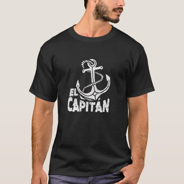Camiseta Mens El Capitan Bote Anchor Boating Sailin (Anverso)