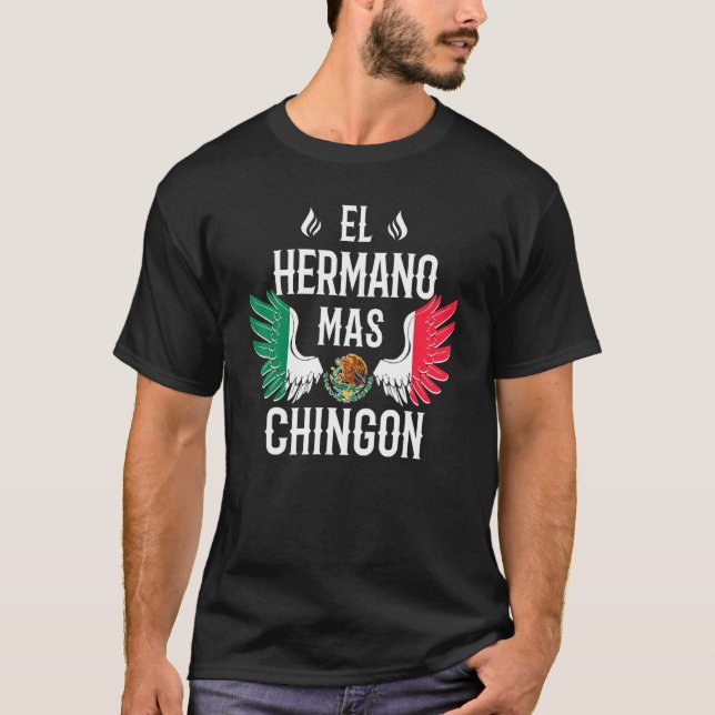 Camiseta Mens El Hermano Mas Chingon Brother Mexica (Anverso)