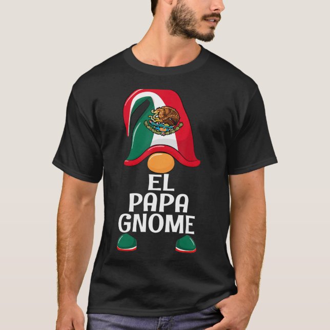Camiseta Mens El Papa Gnome Bandera Mexicana Gnome Dad (Anverso)