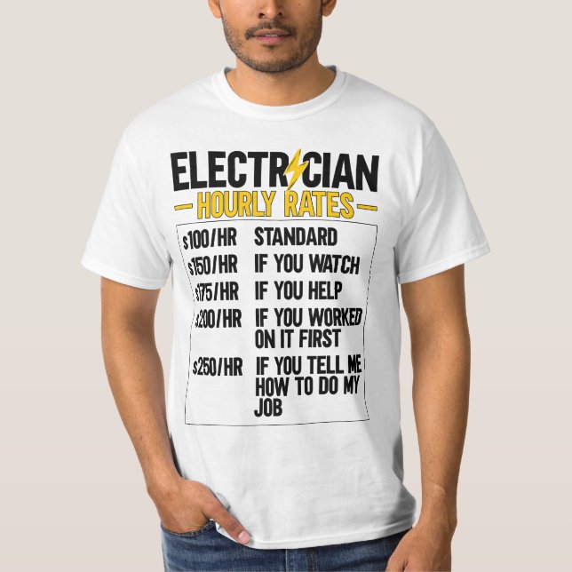 Camiseta Mens Electrician Hourly Rates Lineman Funny Electr (Anverso)