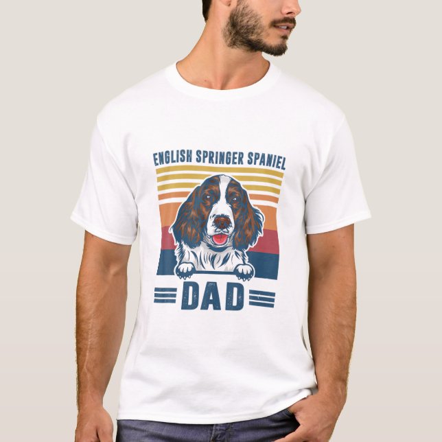 Camiseta Mens English Springer Spaniel Dad Retro Eng (Anverso)