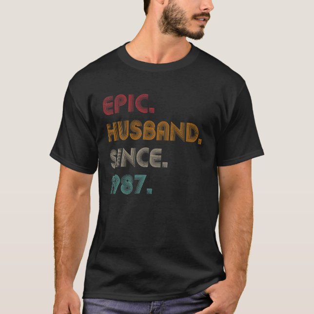 Camiseta Mens Epic Husband Since 1987 - 35Th Wedding Annive (Anverso)