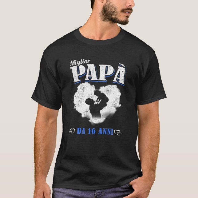 Camiseta Mens Father Baby Best Papa Daddy For 16 Years Happ (Anverso)