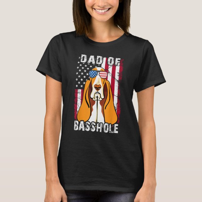 Camiseta Mens Father Day  Dad of Basshole Basset Hound Dog  (Anverso)