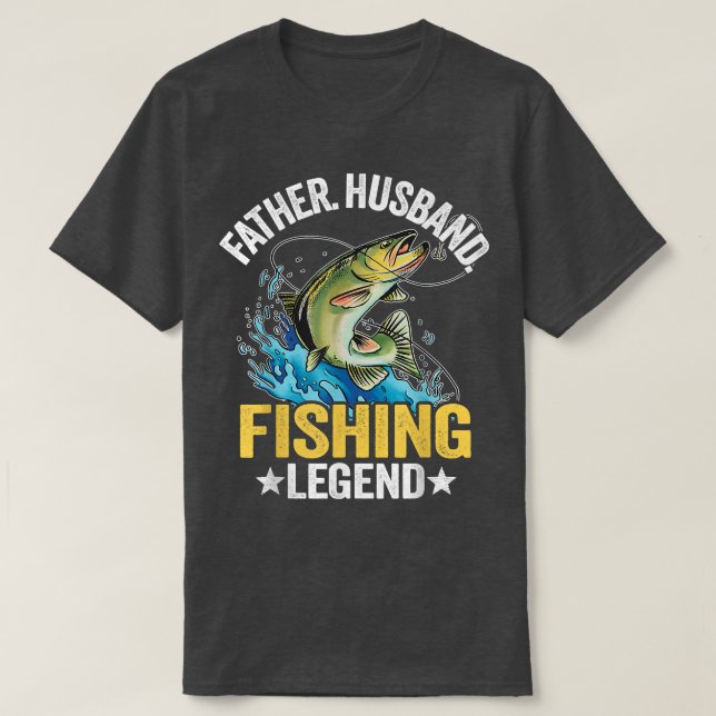 Camiseta Mens Father Husband Fishing Legend Bass Fisherman  (Diseño del anverso)