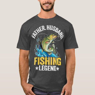 Camiseta Mens Father Husband Fishing Legend Bass Fisherman 