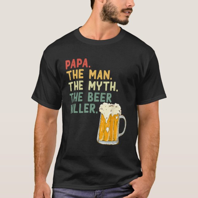Camiseta Mens  Father s Day Saying Papa Man Myth Beer Kille (Anverso)