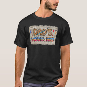 Camiseta Mens Fathers Day Dads Workshop Retro Wooden Look T