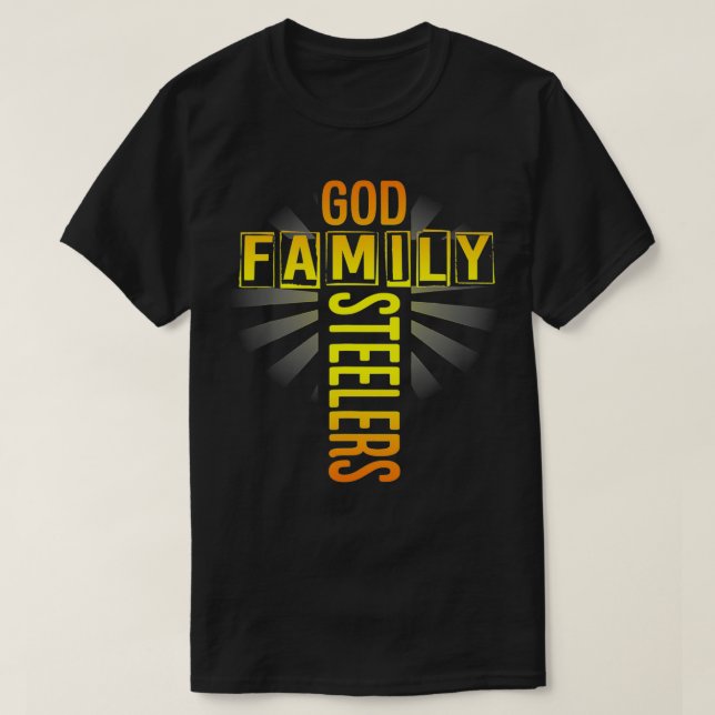 Camiseta Mens Father's Day Gift God Family Steeler Cross Ch (Diseño del anverso)