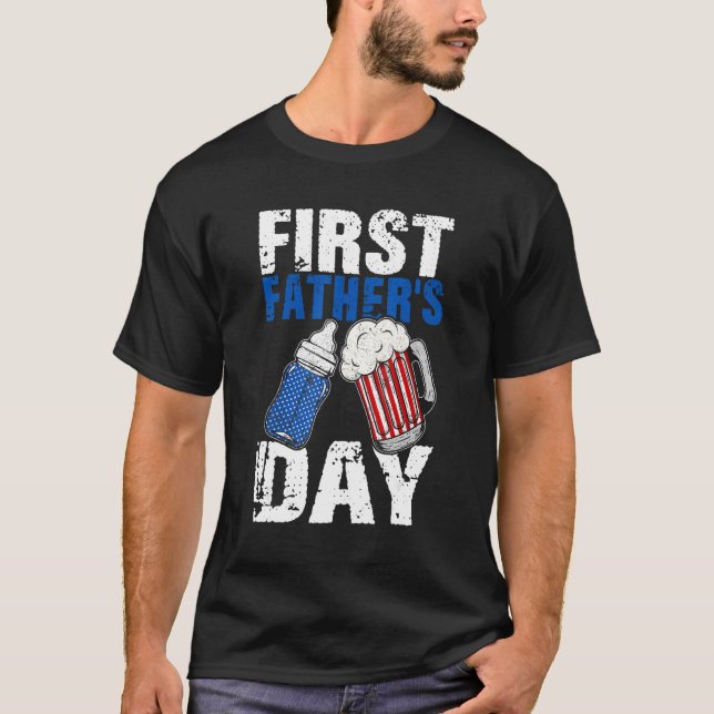 Camiseta Mens First Father s Day  Beer Baby Bottle Daddy Da (Anverso)