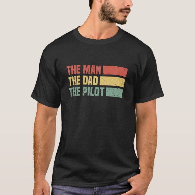 Camiseta Mens Flying Airplane Captain - Aviator Flight Line (Anverso)