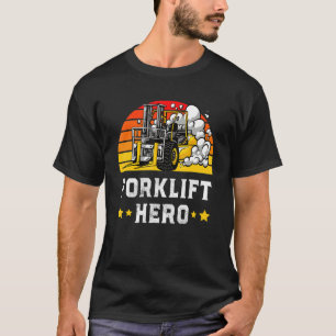Camiseta Mens Forklift Hero Operator Certificado ForkElevad