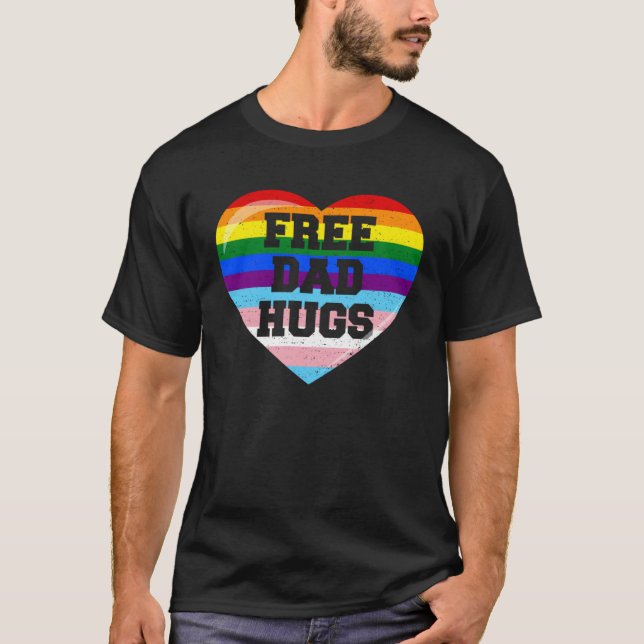 Camiseta Mens Free Dad Hugs Trans LGBT Supports Gay Pride M (Anverso)