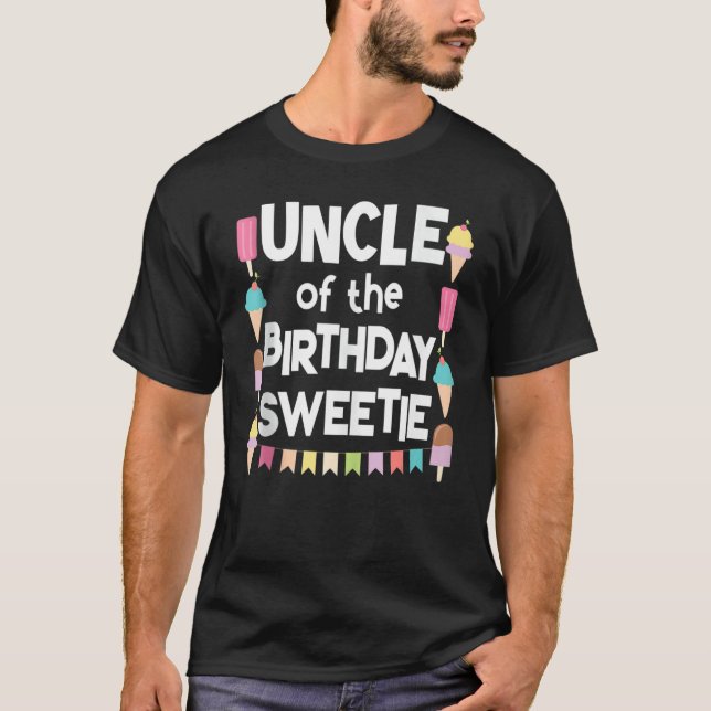 Camiseta Mens Fun Ice Cream Treats Uncle Of The Birthday Sw (Anverso)