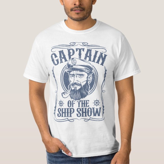 Camiseta Mens Funny Captain Of The Ship Show Boating Pontoo (Anverso)
