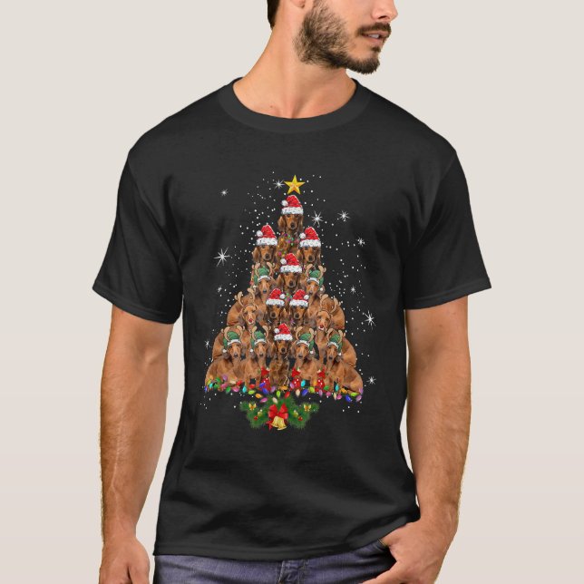 Camiseta Mens Funny Christmas Tree Dachshund (Anverso)