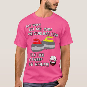 Camiseta Mens Funny Curling shirt WIFE ME PERMITE UNIRME AL