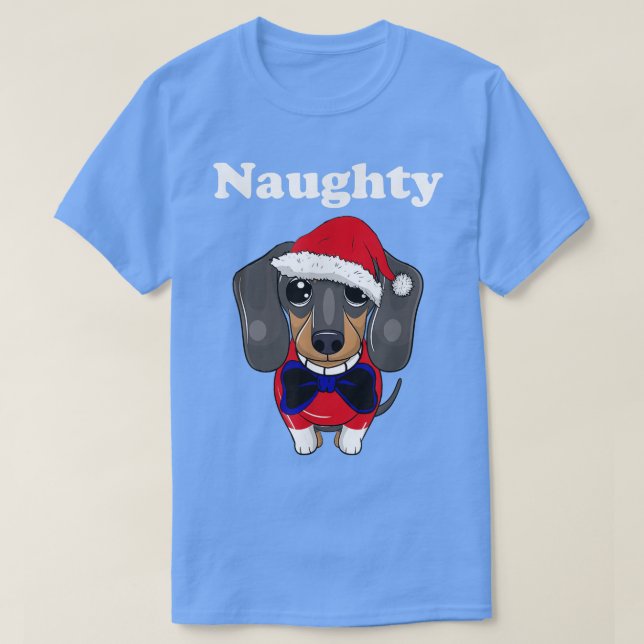 Camiseta Mens Funny Naughty Christmas Dachshund Funny Wiene (Diseño del anverso)
