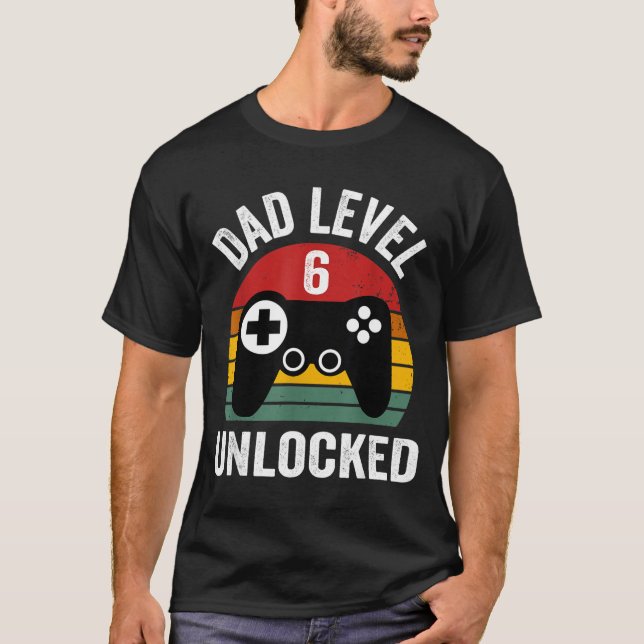 Camiseta Mens Funny New Dad Shirt Dad Level 6 Unlocked For  (Anverso)