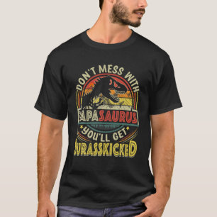 Camiseta Mens Funny Papa Rex Saurus Father's Day Christmas