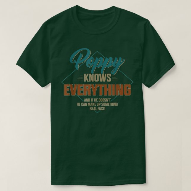 Camiseta Mens Funny Poppy Knows Everything For Grandpa And  (Diseño del anverso)
