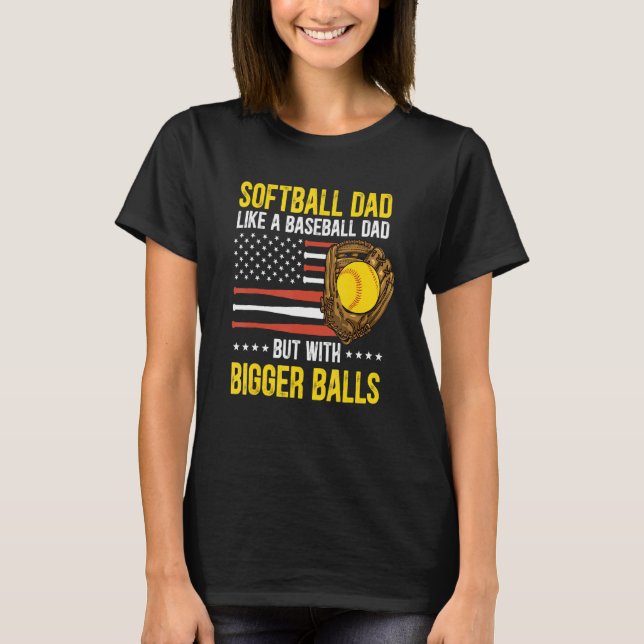 Camiseta Mens Funny Softball Dad Like A Baseball Dad US Fla (Anverso)