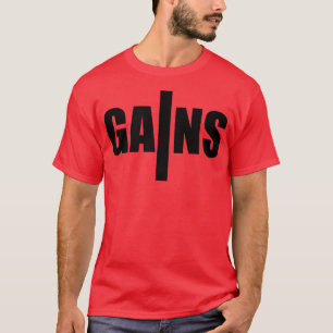 Camiseta Mens GAINS Gym Fitness Workout Bodybuilding Motiva