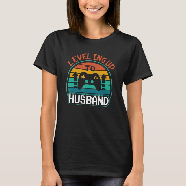 Camiseta Mens  Gaming Promoted to husband Leveling Up To Hu (Anverso)