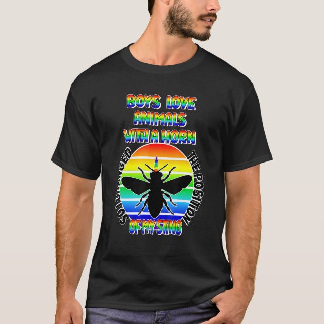 Camiseta Mens Gay Boys Sting Beekeeper Rainbow Bee Pride LG (Anverso)