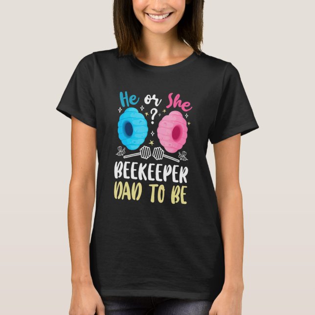 Camiseta Mens Gender Reveal He Or She Dad To Be Beekeeper F (Anverso)
