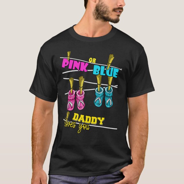 Camiseta Mens Gender Reveal Party Baby Shower Daddy Pinknes (Anverso)