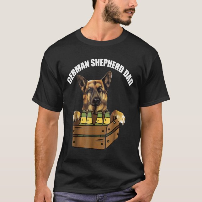Camiseta Mens German Shepherd Dad  Beer Drinking Dog Dad (Anverso)