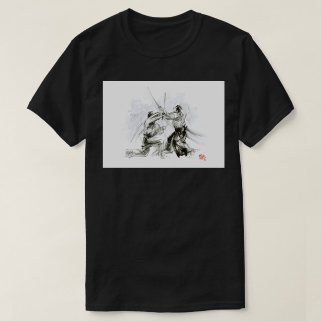 Camiseta Mens gift ideas aikido martial arts ink drawing la (Diseño del anverso)