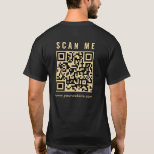 Camiseta Mens Gold Scan Me QR Código Impresora Delantera Y 