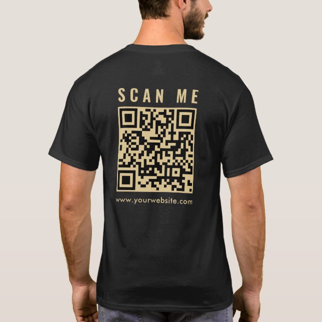 Camiseta Mens Gold Scan Me QR Código Impresora Delantera Y  (Reverso)