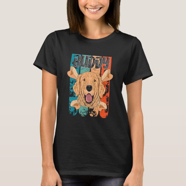 Camiseta Mens Golden Retriever Mans Mejor Amigo Que Retro (Anverso)