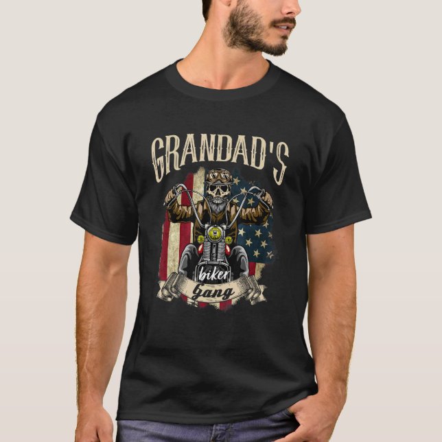 Camiseta Mens Grandad Bandera De Banda Grandad Monta Bicicl (Anverso)