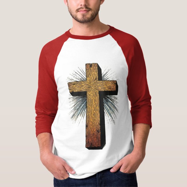 Camiseta Men's Graphic Christian Cross Baseball Tee (Anverso)