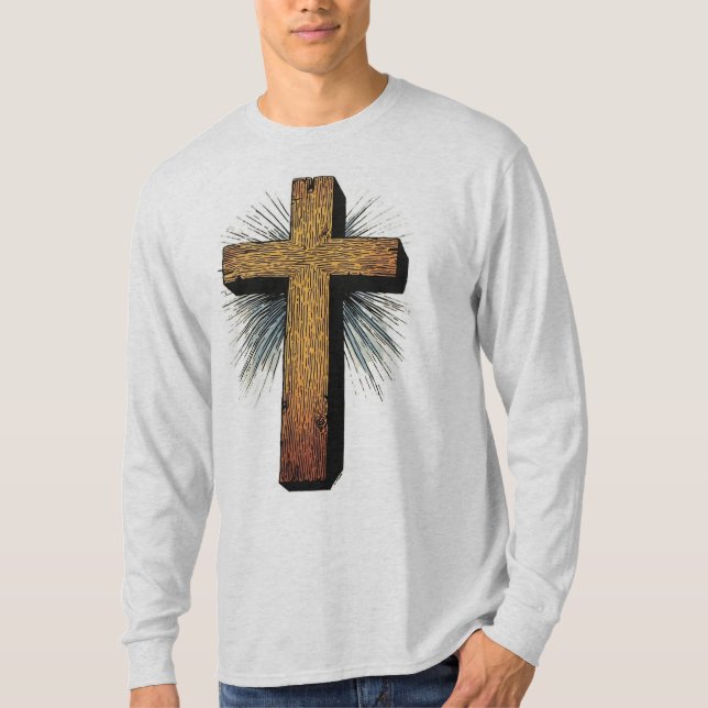 Camiseta Men's Graphic Christian Cross Long Sleeve Tee (Anverso)