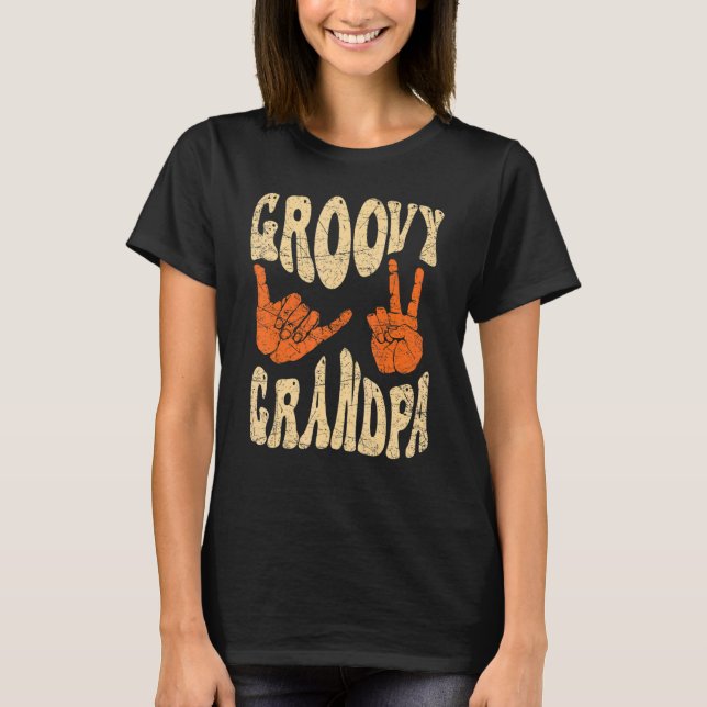 Camiseta Mens Groovy Grandpa 70s Aesthetic Nostalgia 1970's (Anverso)