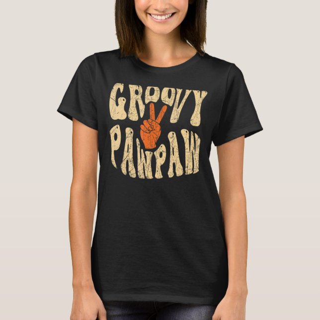 Camiseta Mens Groovy Pawpaw 70s Aesthetic Nostalgia 1970's  (Anverso)