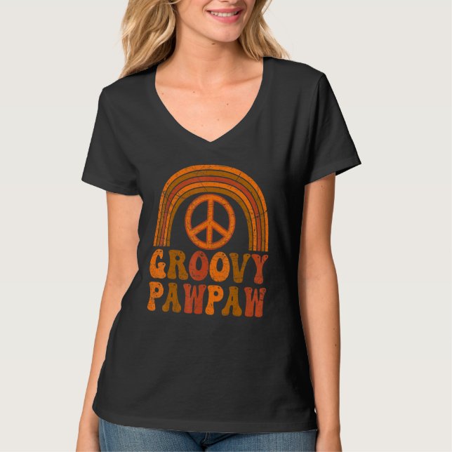 Camiseta Mens Groovy Pawpaw 70s Aesthetic Nostalgia 1970's  (Anverso)