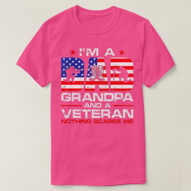 Camiseta Mens Gun American Flag I'm A Dad Grandpa And A Vet (Diseño del anverso)