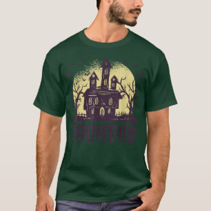 Camiseta Mens Halloween Art Moon Haunted Hunting Ghost Hou