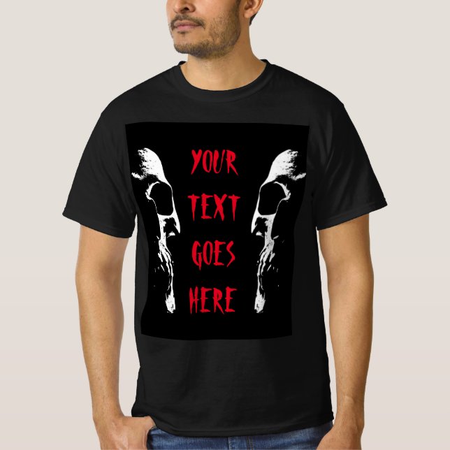 Camiseta Mens Halloween Skull Horror Rojo Molesto Texto (Anverso)