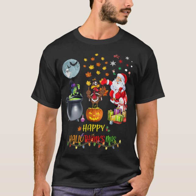 Camiseta Mens Happy Hallothanksmas Funny Halloween (Anverso)
