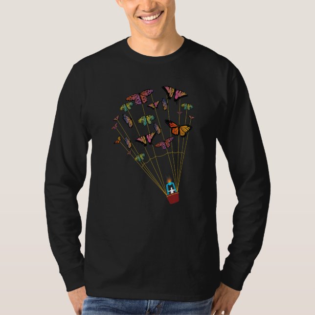 Camiseta Mens Hot air Balloon pilot Ballooning Butterflies (Anverso)