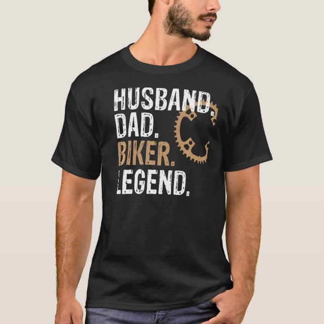 Camiseta Mens Husband Dad Biker Leyenda de montaña (Anverso)